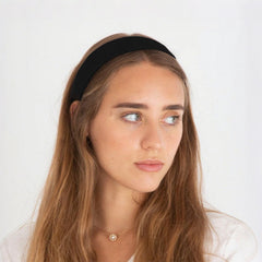 Wecoe model wearing headband side profile showing comfortable secure hold