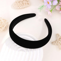 Wecoe headband styled with a black dress showing versatile, dressy look