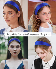 Wecoe royal blue headband side profile highlighting 1.6-inch width and secure non-slip fit