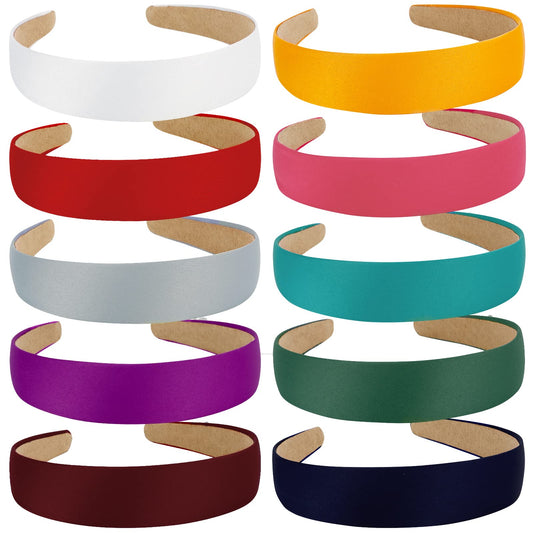 Wecoe satin headbands front packaging showing assorted colors and quantity