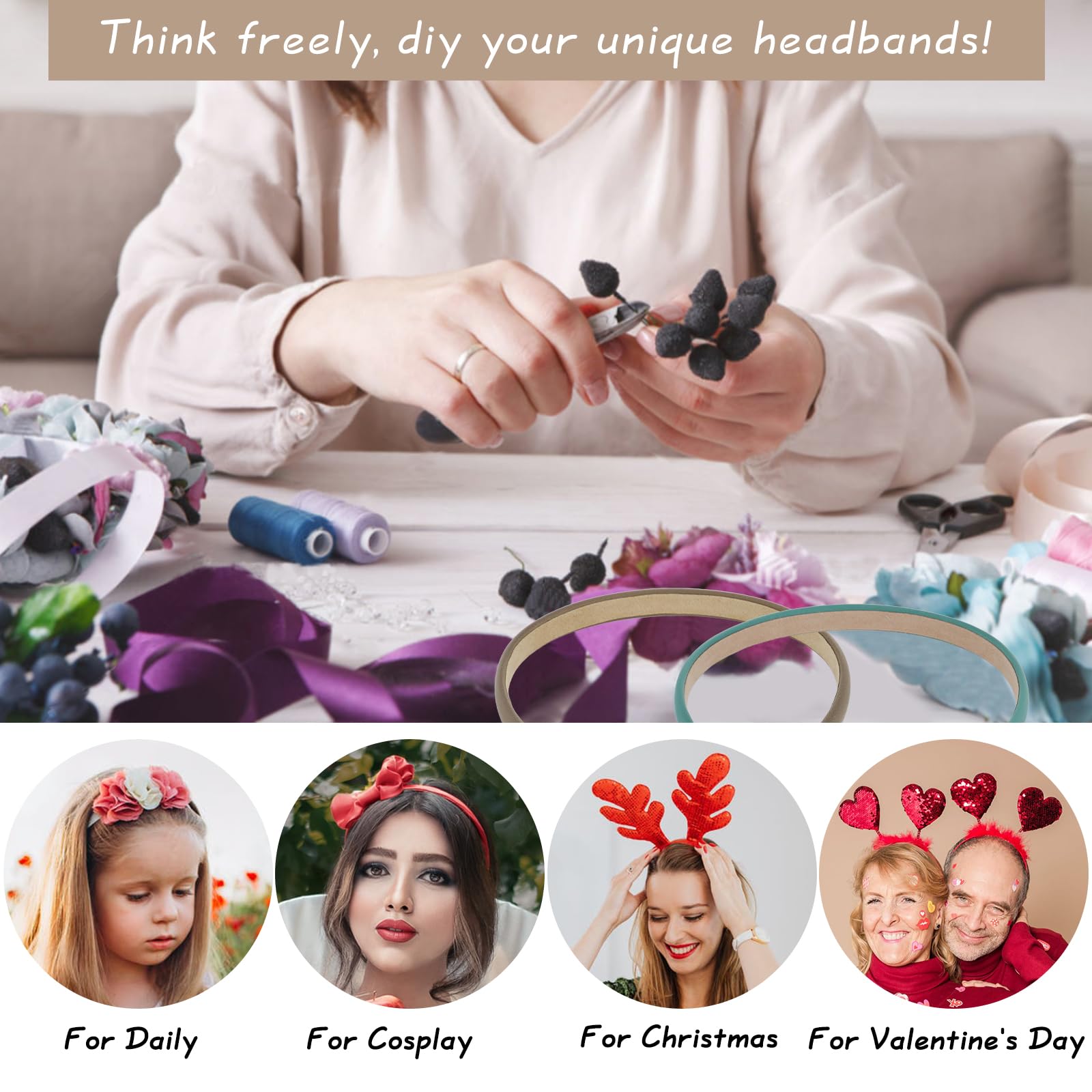Wecoe headband next to ruler showing size and flexible fit for most heads