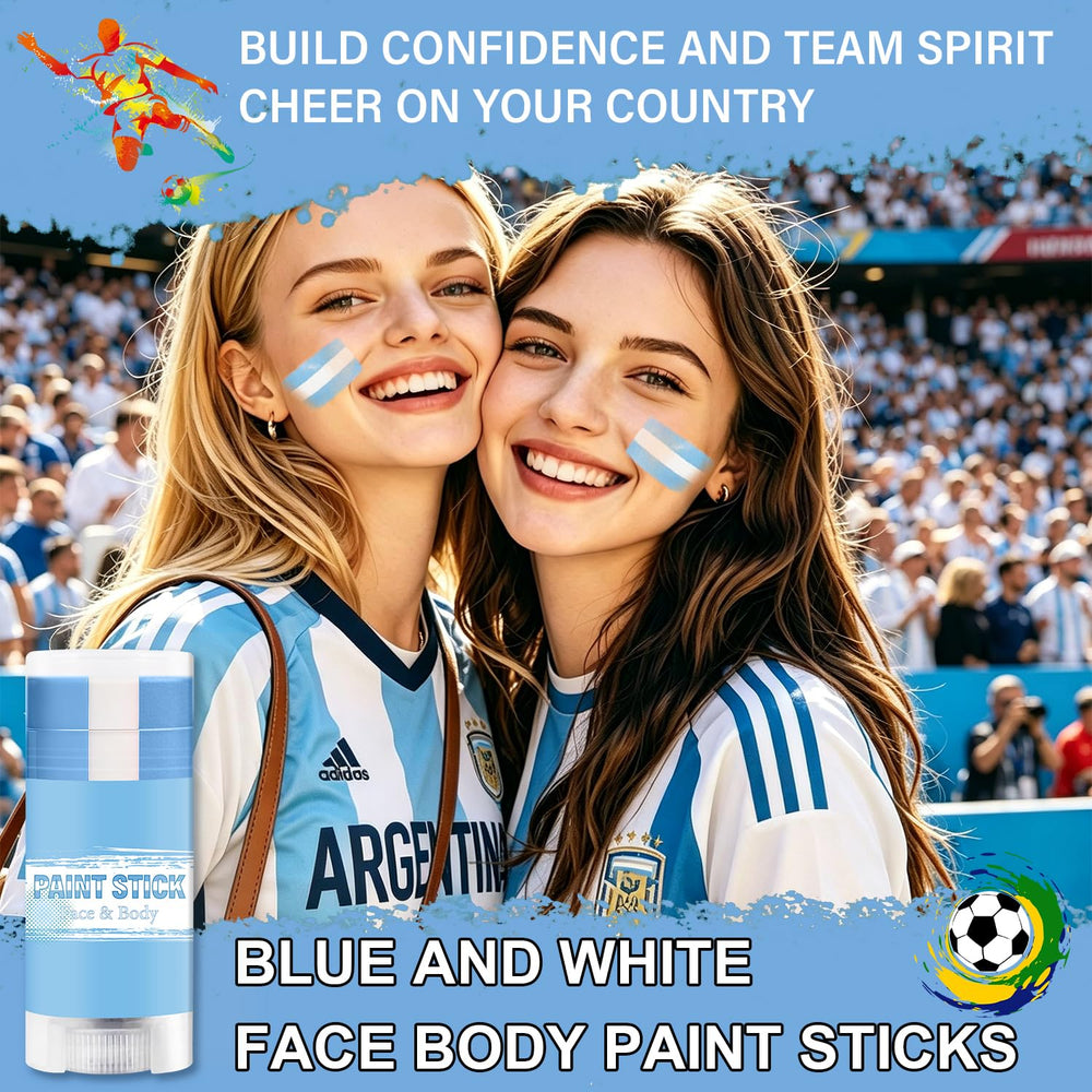 WEEMAY applied stripe on cheek demonstrating quick, bold Argentina support