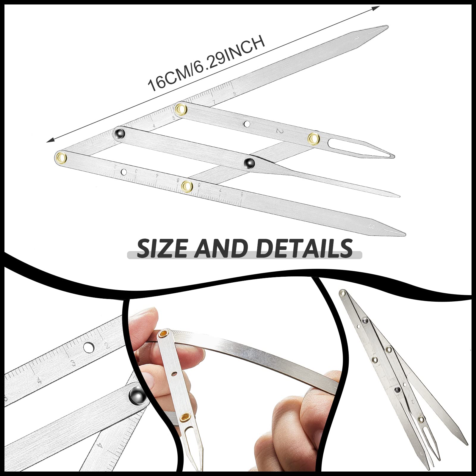 Weewooday golden ratio caliper with adjustable nut detail for customized proportional brow mapping