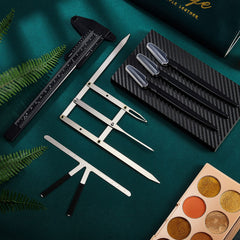 Weewooday kit being used to map eyebrows on a model for consistent salon-grade shaping