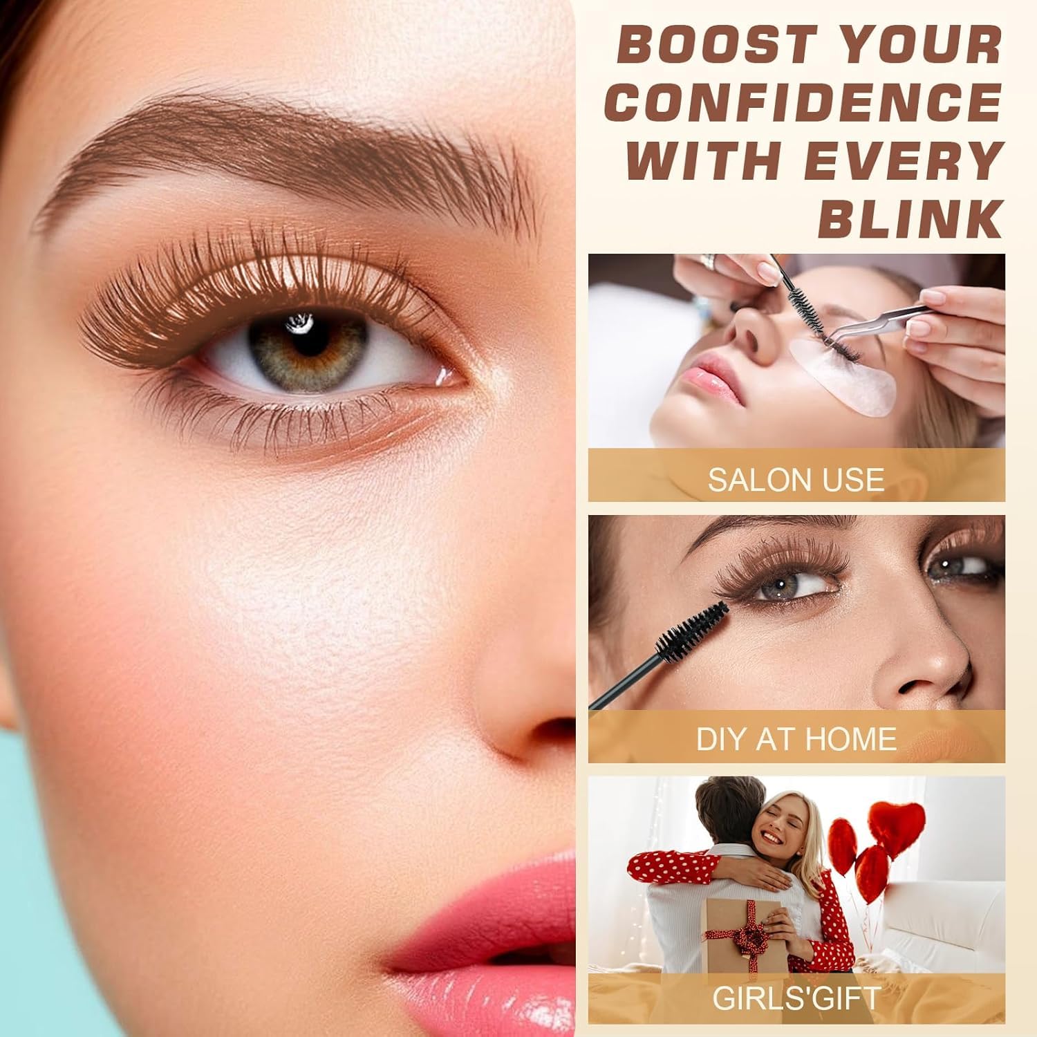 WEILNELL eyelash before and after shot showing darker lashes for enhanced definition