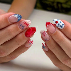 WEIXIWUYU close-up of French tip with fireworks detail showcasing festive flair
