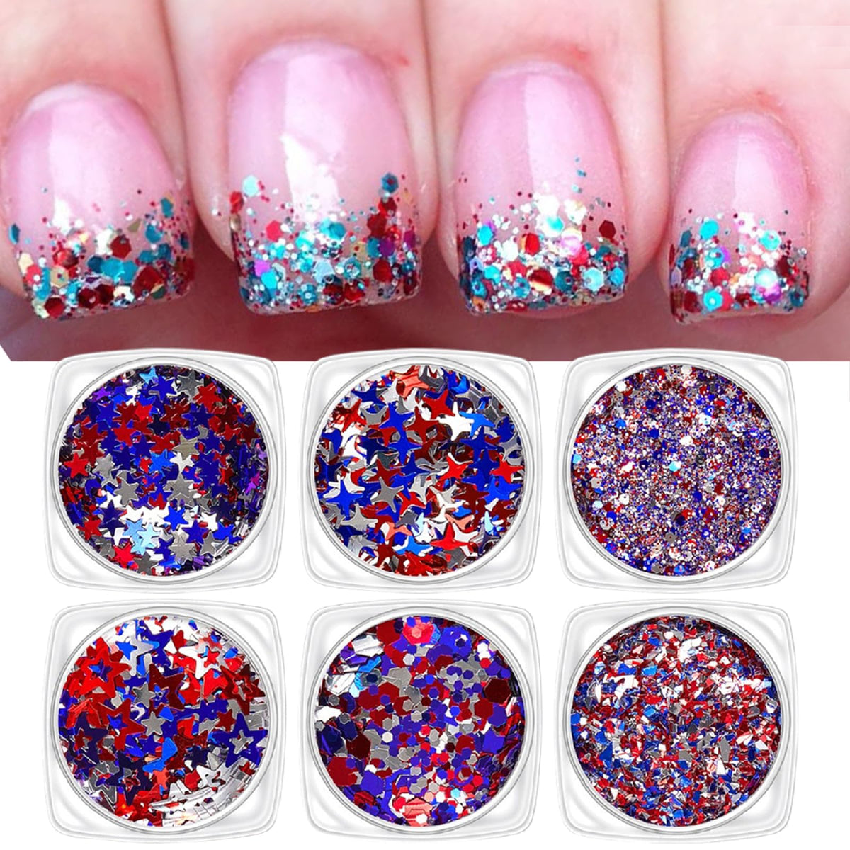 WEIXIWUYU front packaging showing six portable star glitter boxes for easy storage
