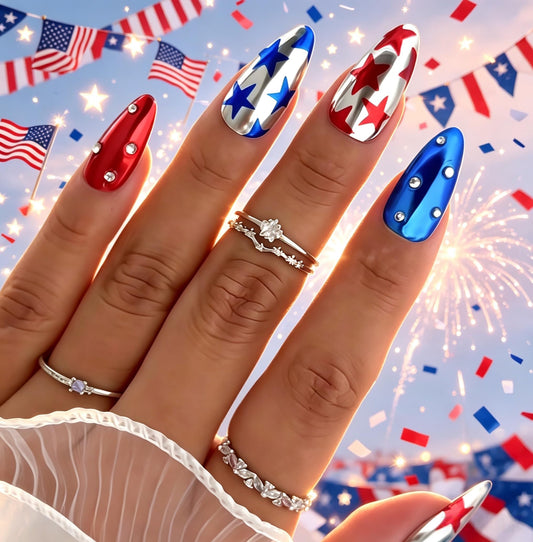 WEIXIWUYU front packaging showing 24-piece July 4th set and tools for convenience