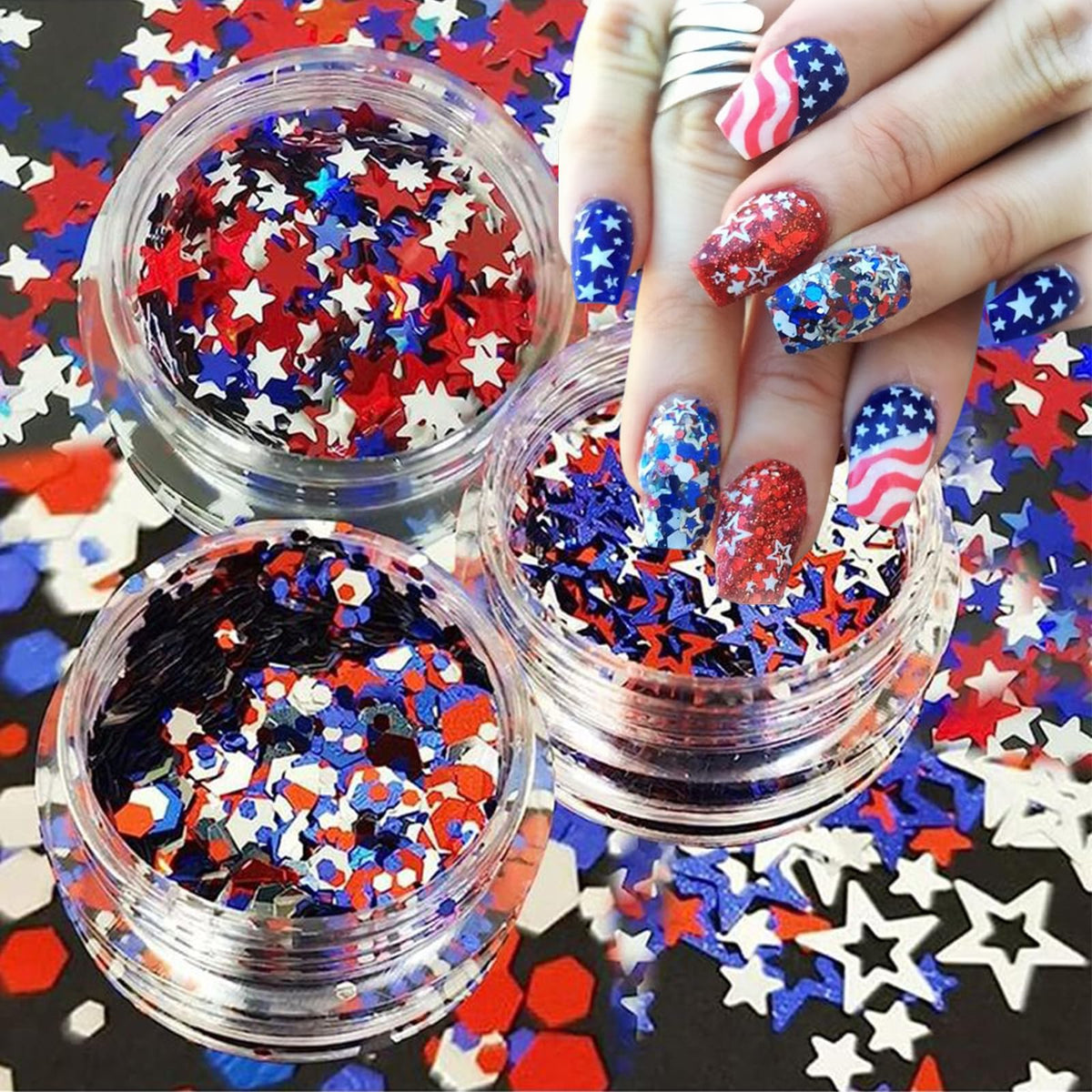 WEIXIWUYU front packaging showing three star sequin boxes and portability benefit