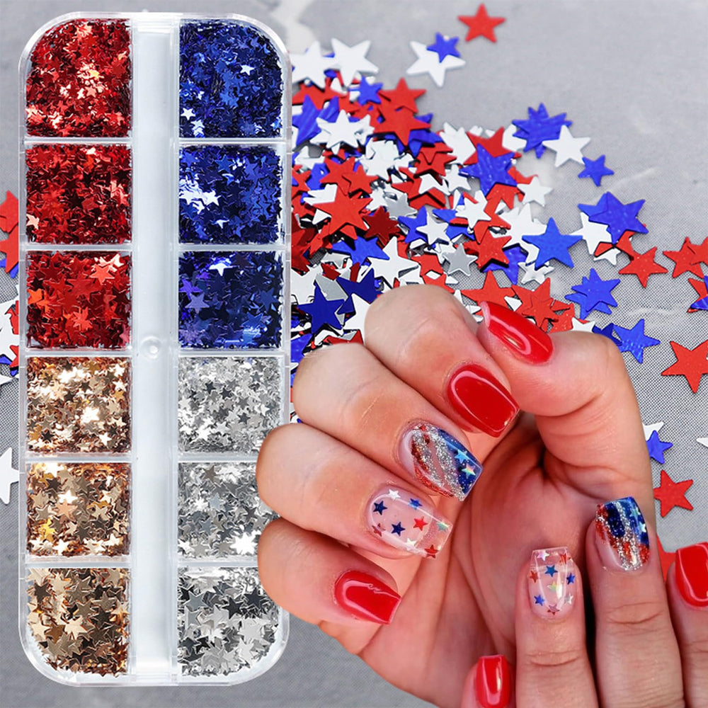 WEIXIWUYU front packaging showing 12-grid case and patriotic stars for easy storage
