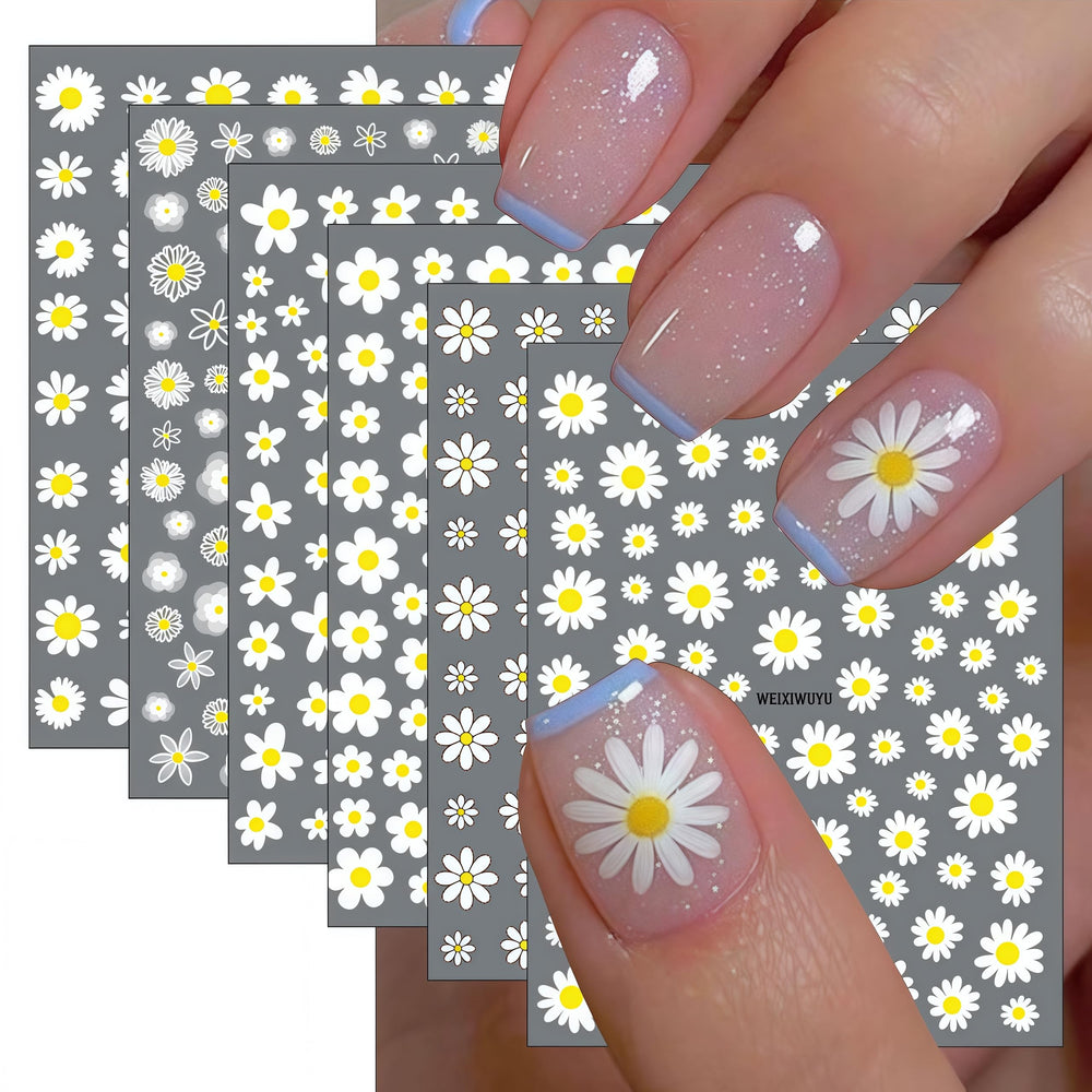 WEIXIWUYU front sheet packaging showing six floral decal sheets and variety