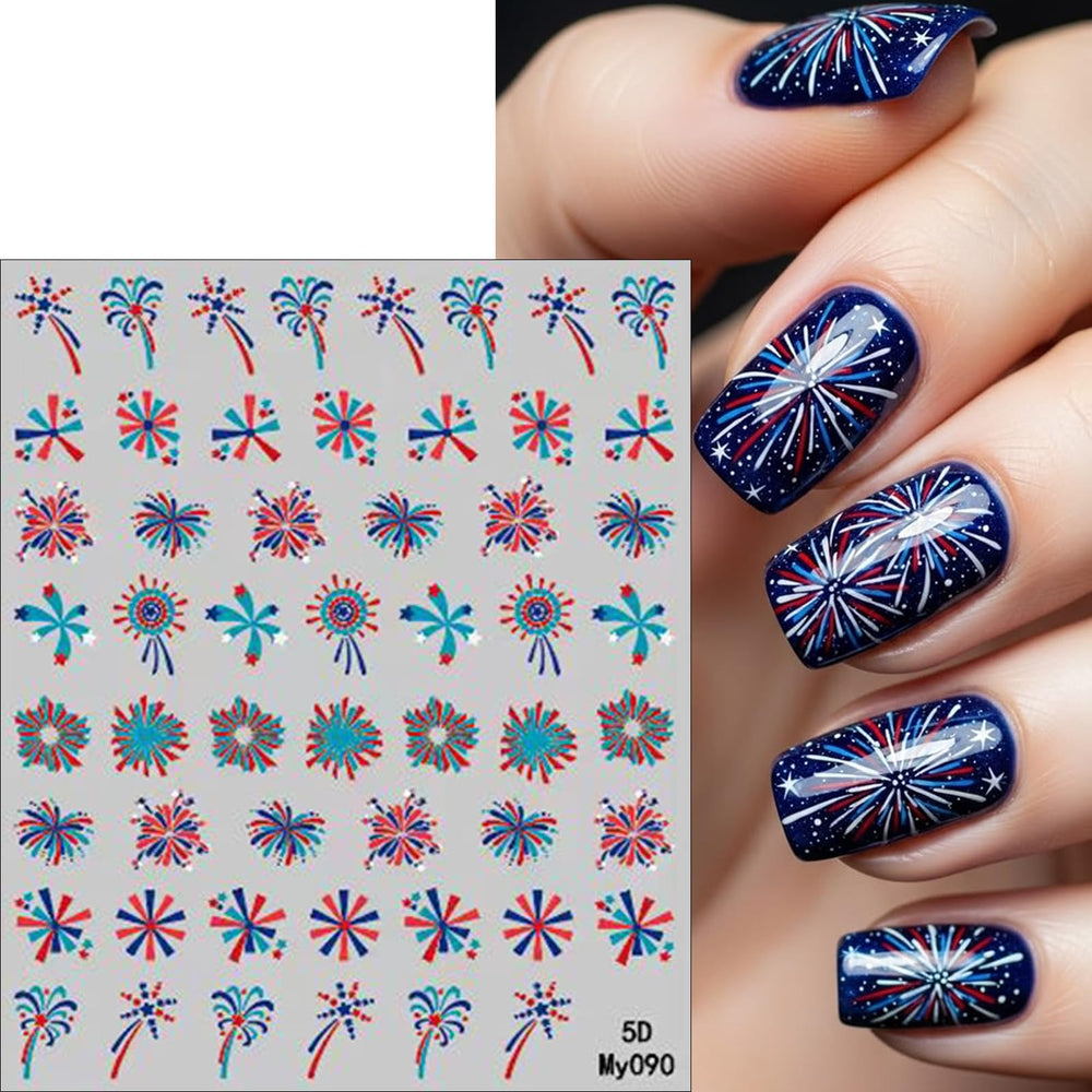 WEIXIWUYU decal applied on acrylic nail demonstrating instant festive manicure
