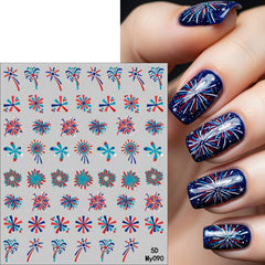 WEIXIWUYU decal applied on acrylic nail demonstrating instant festive manicure