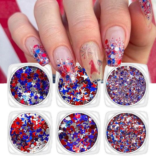 WEIXIWUYU open box displaying red blue silver star flakes for quick selection