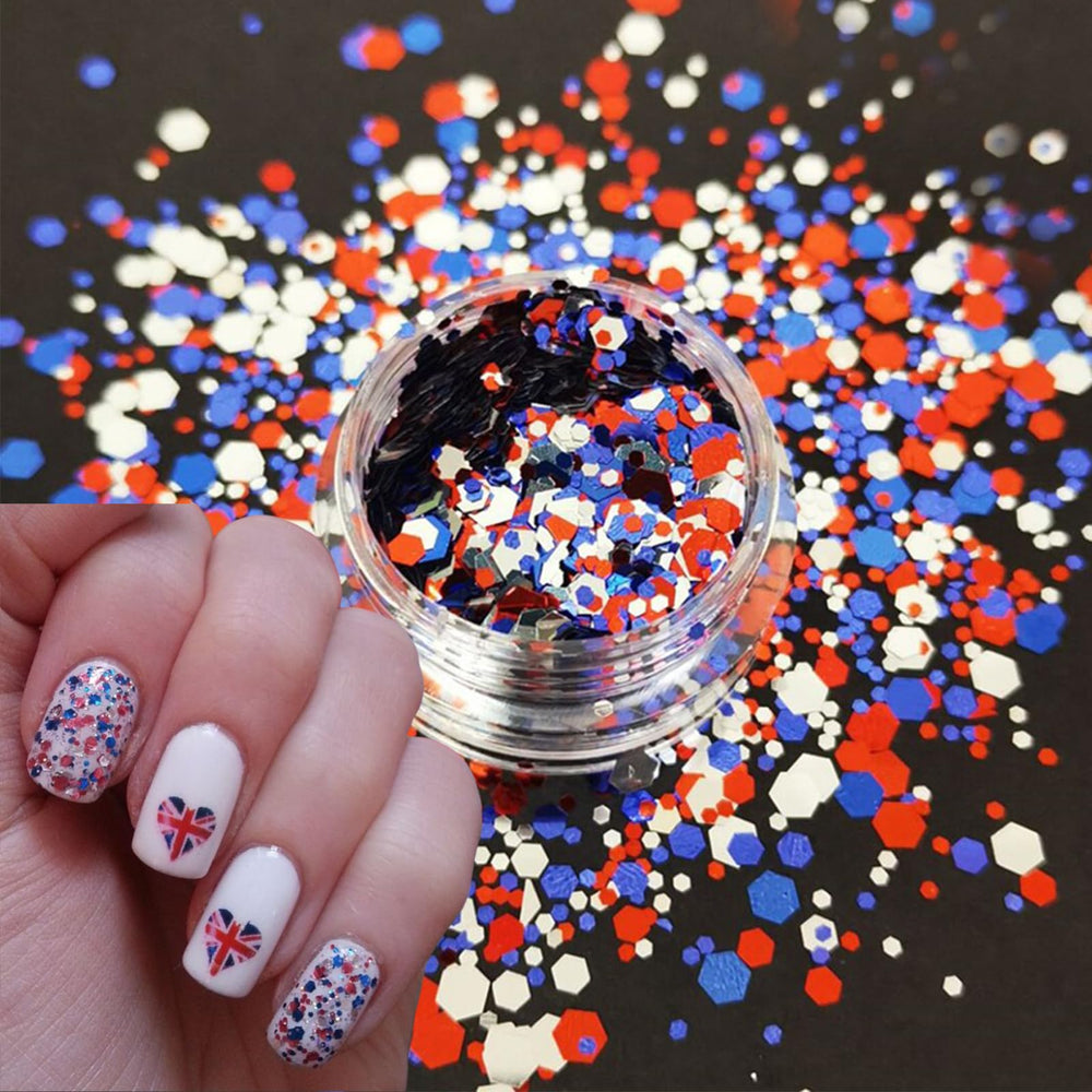WEIXIWUYU star sequins on finished nail manicure adding festive sparkle