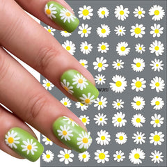 WEIXIWUYU stickers applied on acrylic nails creating fresh spring look