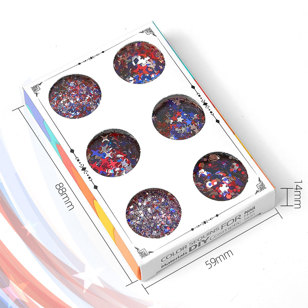 WEIXIWUYU finished patriotic manicure with stars and glossy topcoat for impact