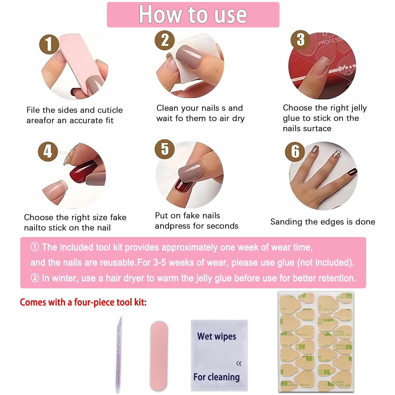 WEIXIWUYU nail edge close-up showing short square shape benefit