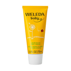 Weleda Calendula body cream front tube showing compact size and natural branding