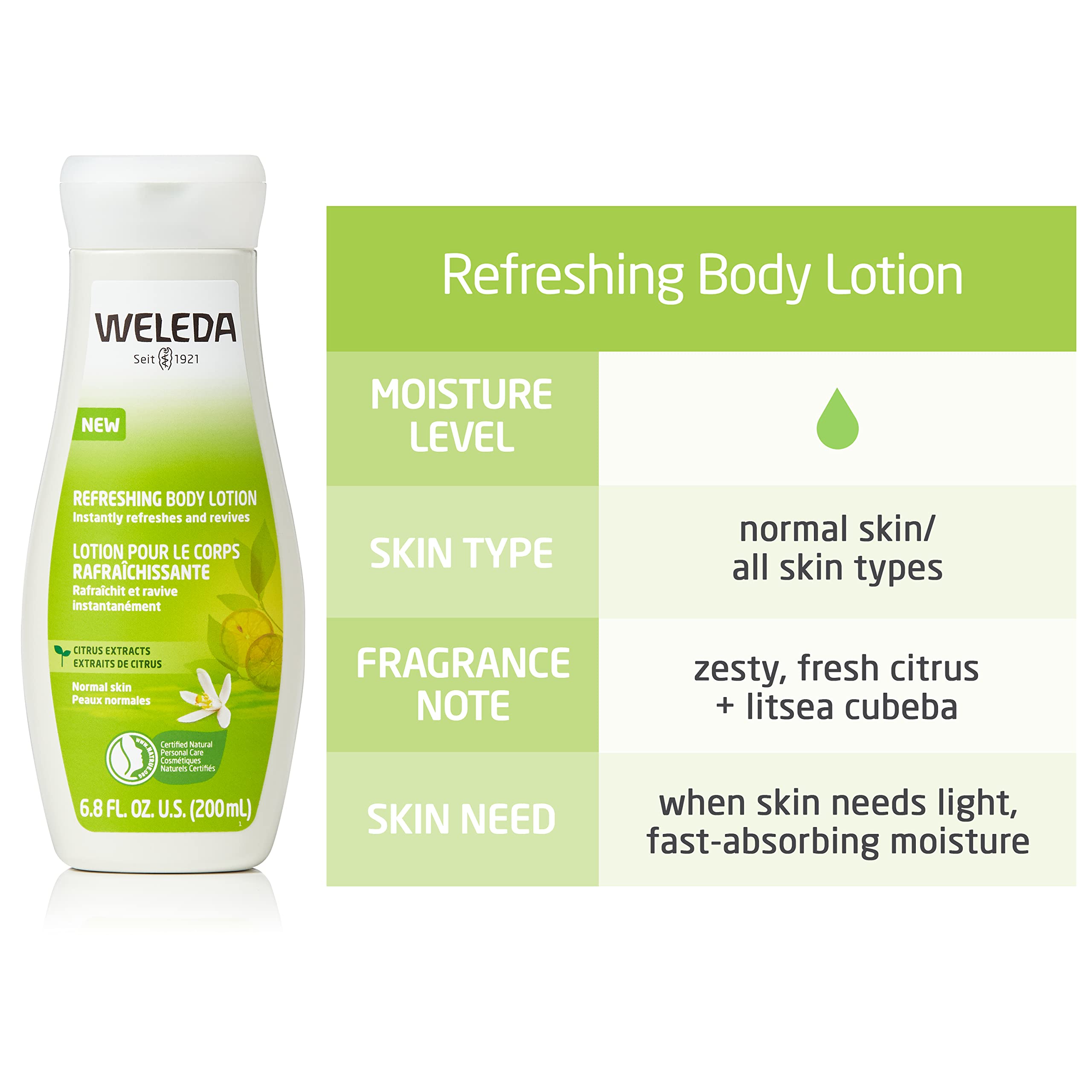 Weleda lotion texture swipe showing smooth absorbent consistency