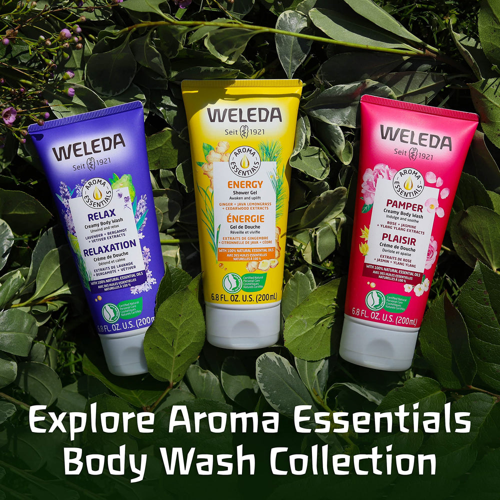 Weleda Relax being applied by hand to show easy use and softening effect