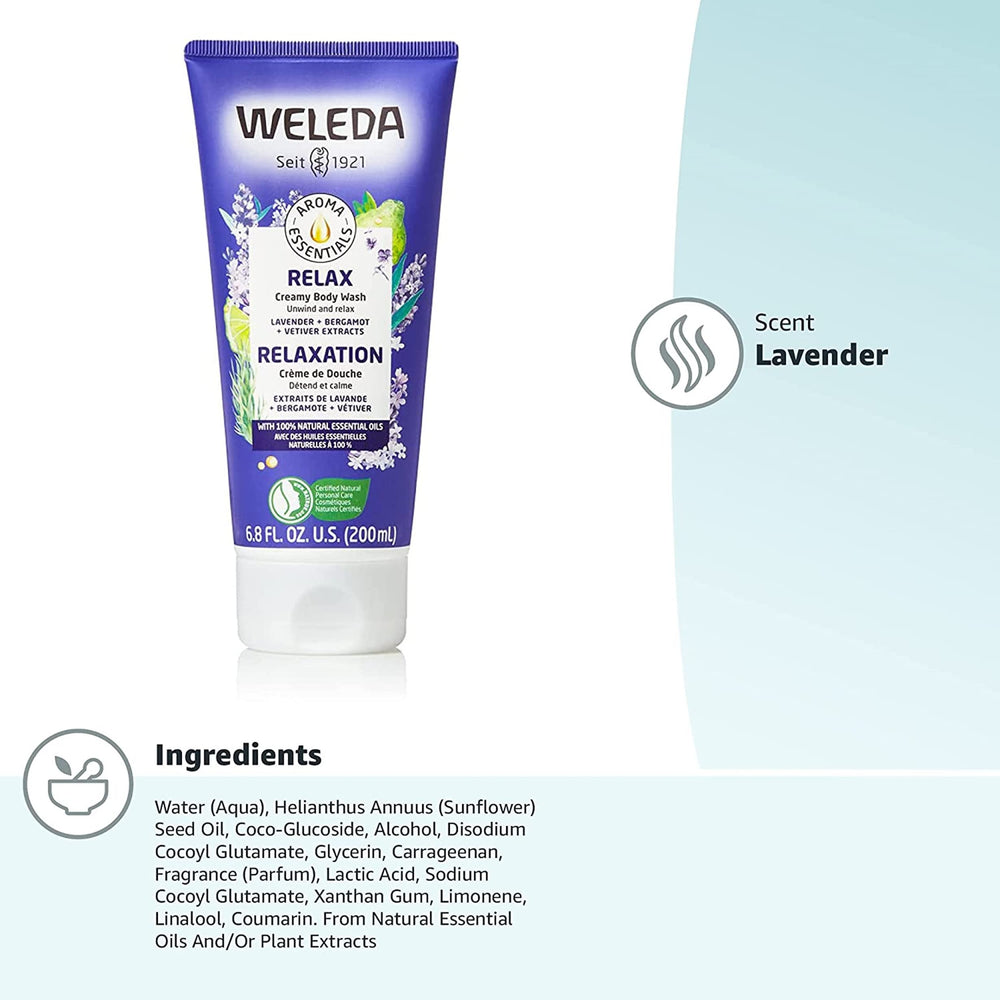 Weleda Relax tube close-up showing creamy texture for gentle cleansing