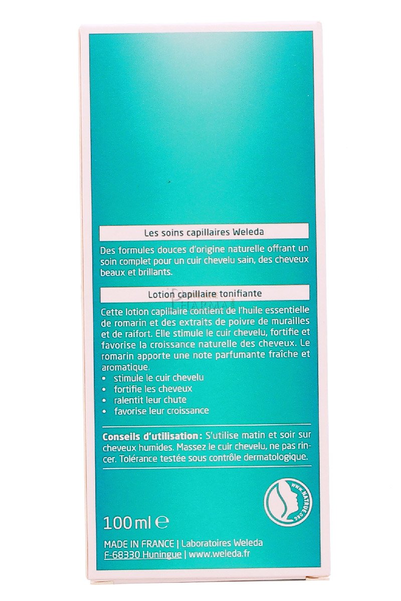 Weleda rosemary hair tonic dropper applying tonic to scalp for targeted revitalising benefit