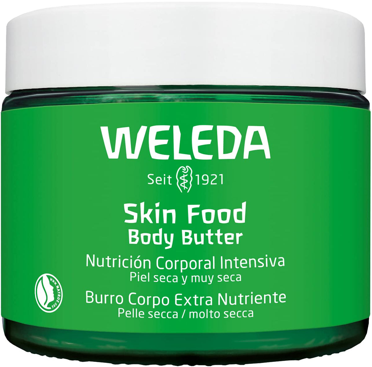 Weleda Skin Food body butter front jar showing label and size benefits