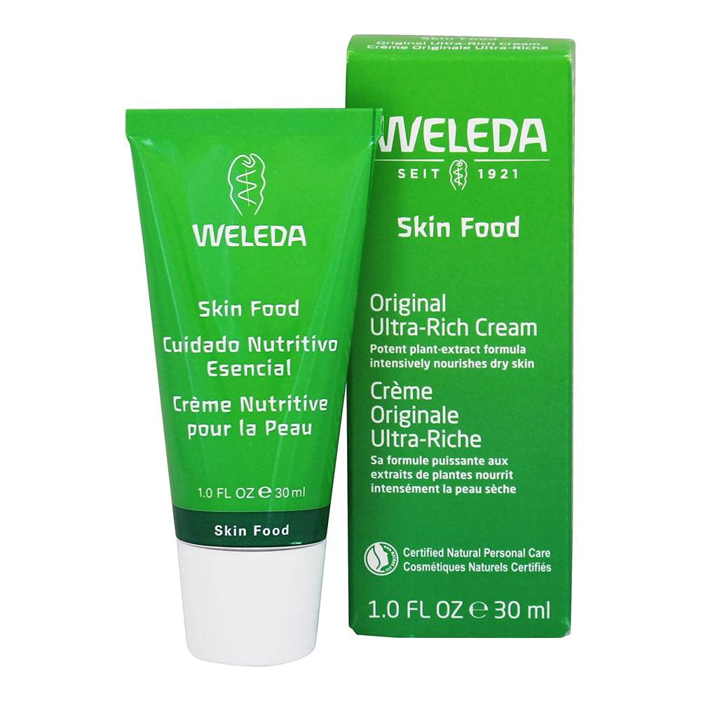 Weleda Skin Food front tube showing label and compact size, nourishing on the go