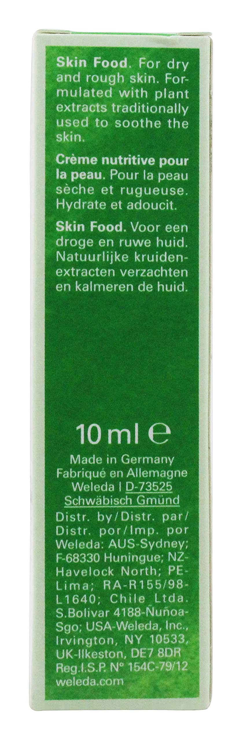 Weleda Skin Food label close-up showing ingredients and transparency benefit