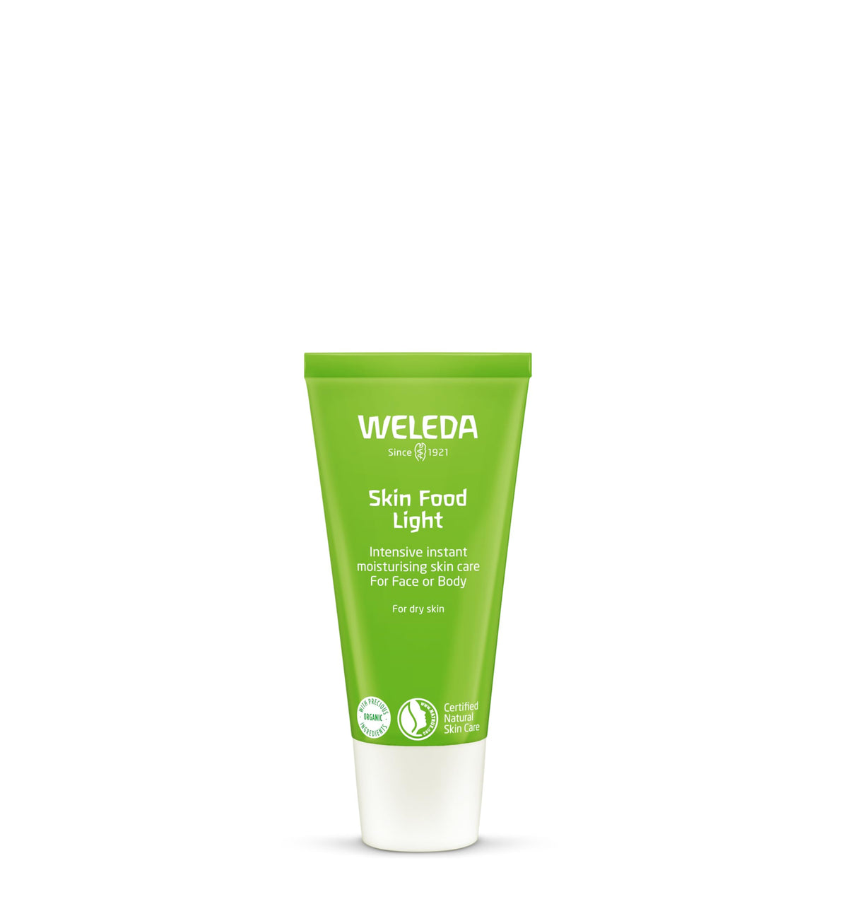 Weleda front tube showing branding and travel-ready size benefit