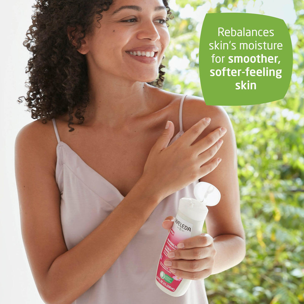 Weleda wild rose ingredients label highlighting natural botanical benefit