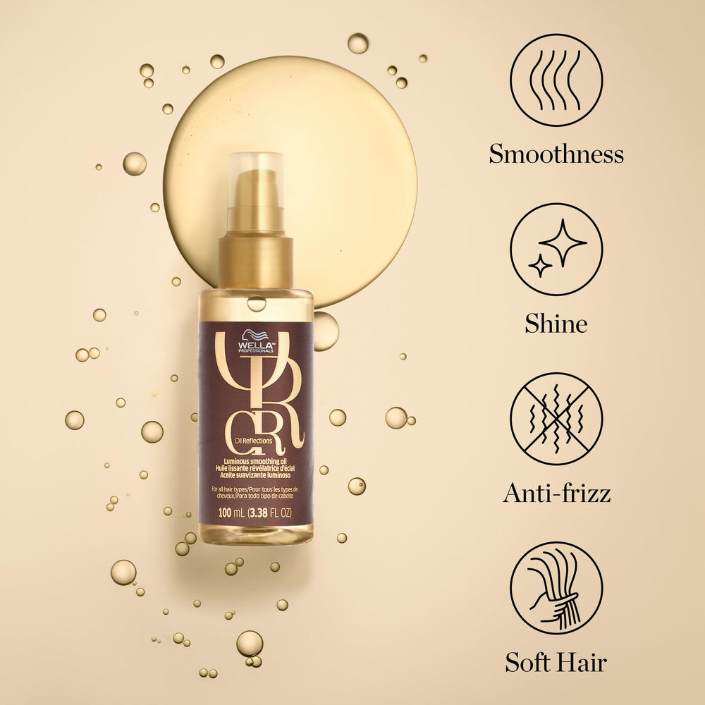 Wella Professionals applying oil to mid-lengths to smooth and add shine
