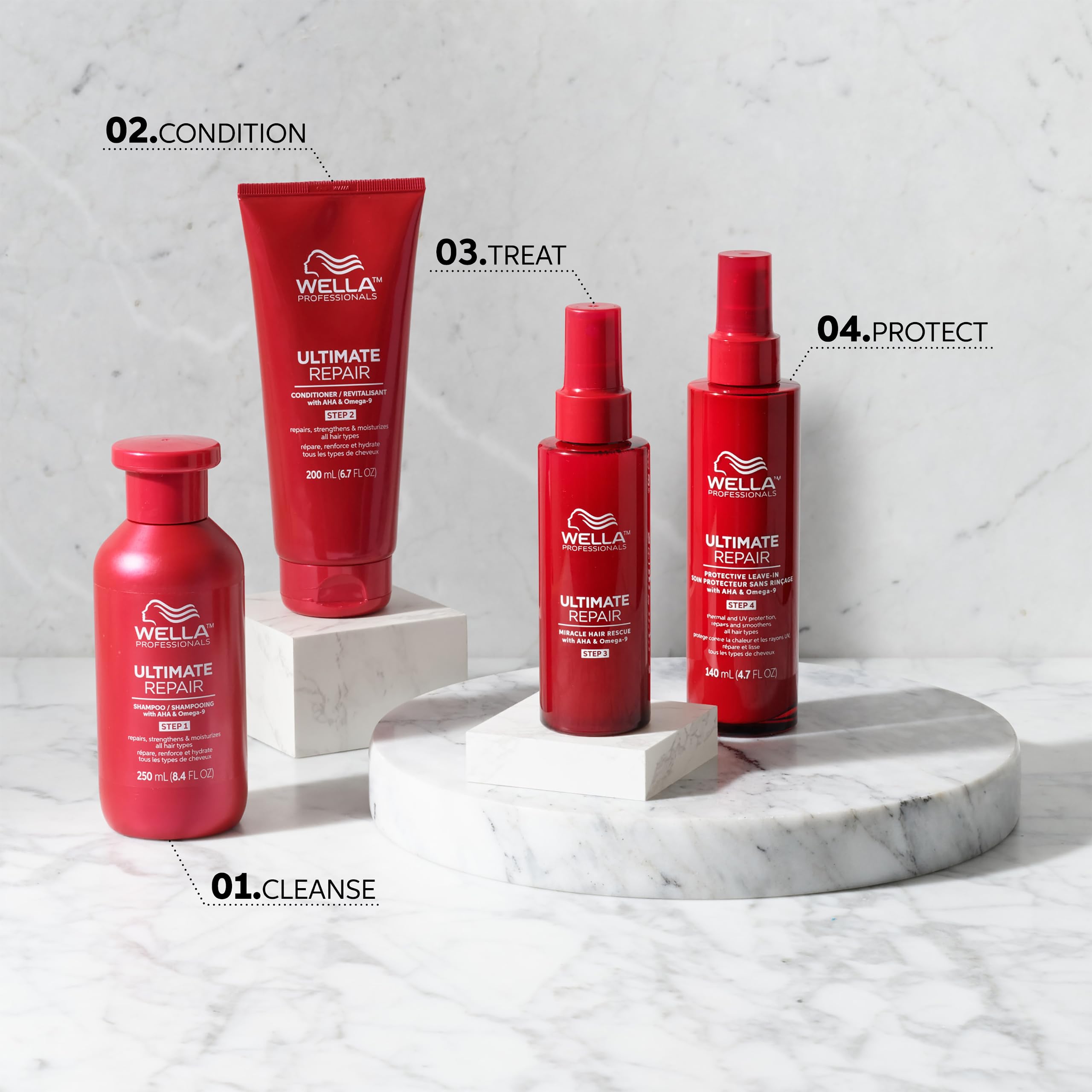 Wella Professionals product on vanity for everyday routine convenience