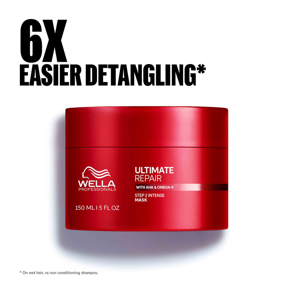 Wella Professionals before and after ends comparison showing smoother repaired tips