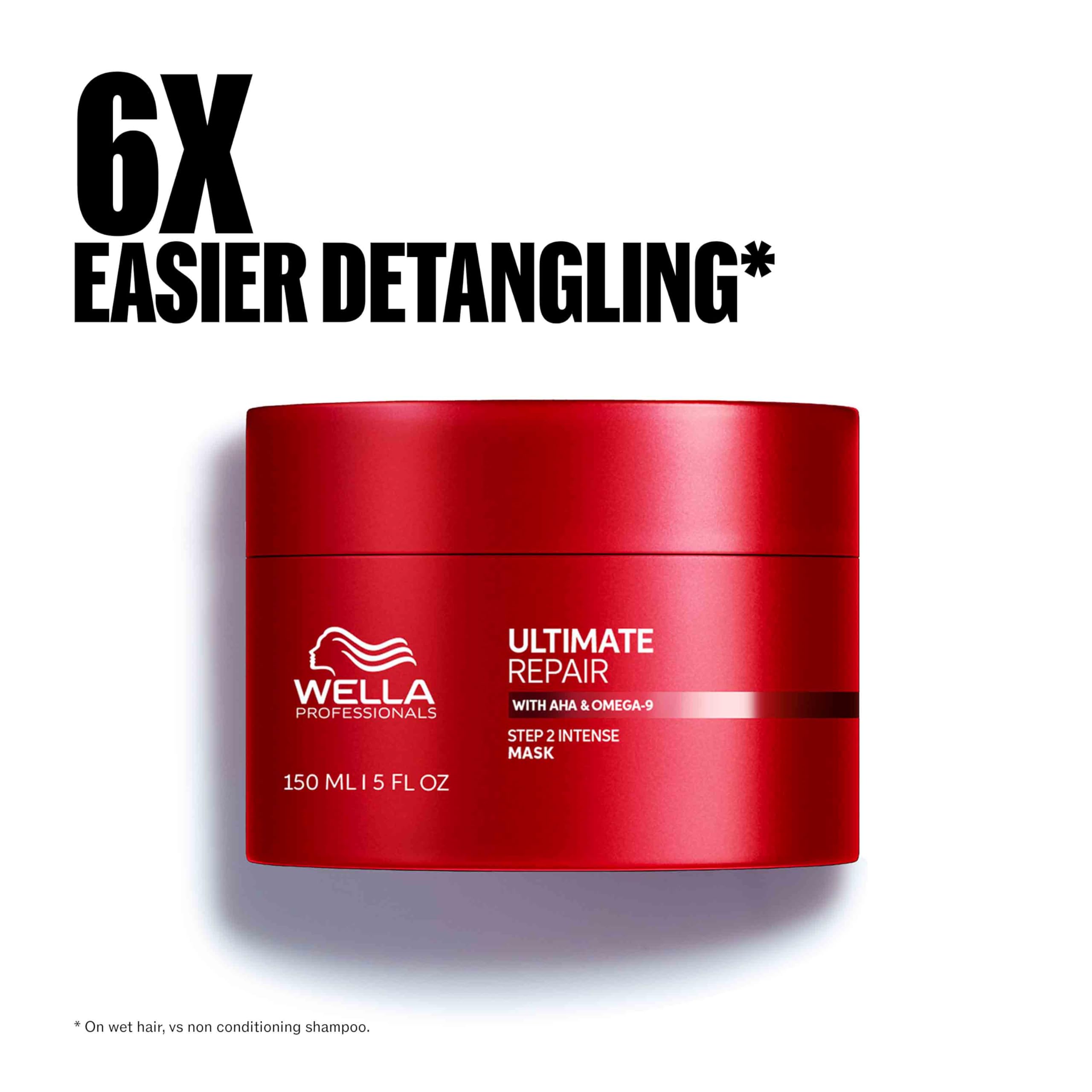 Wella Professionals close-up of ingredients label showing AHA and Omega-9 for fiber repair
