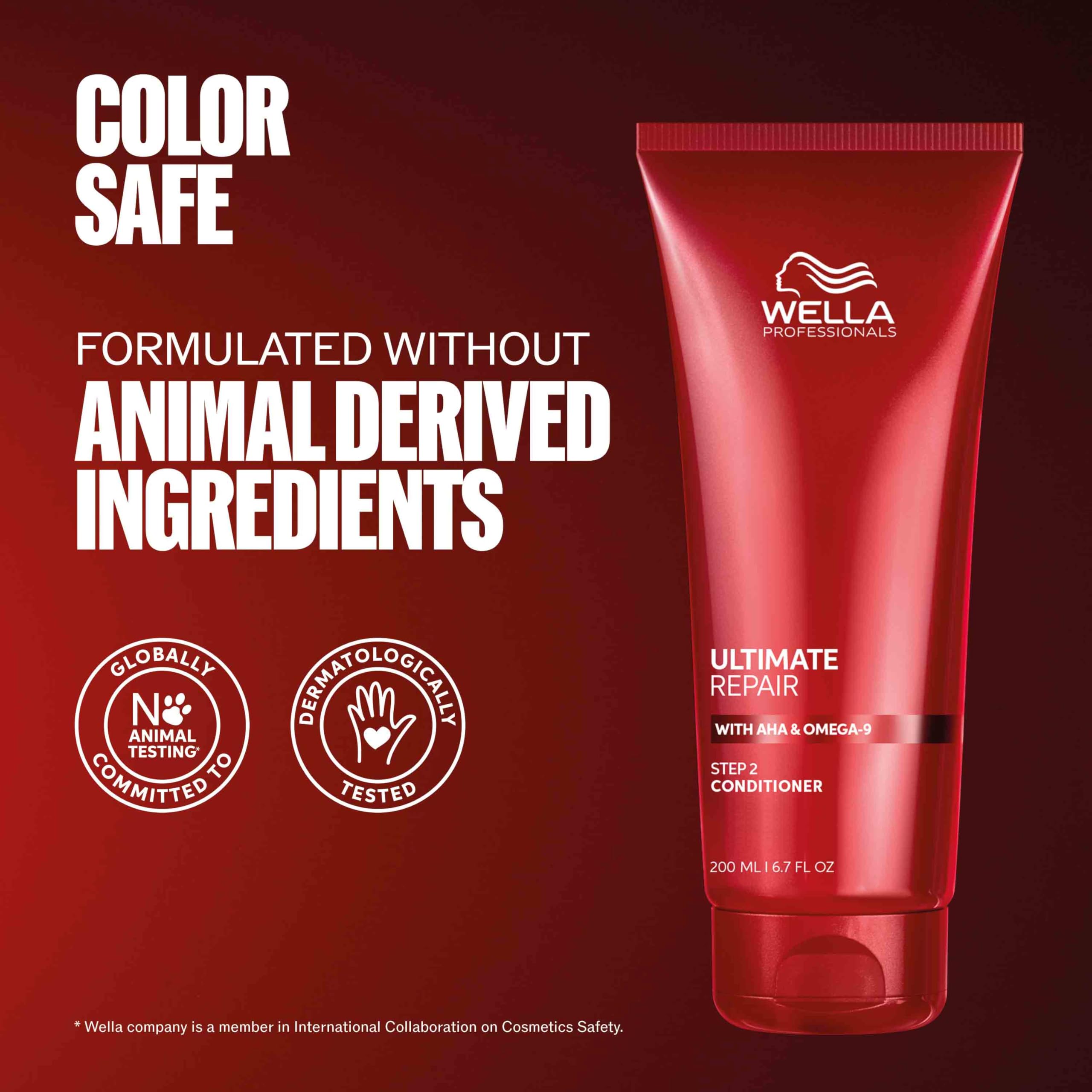 Wella Professionals bottle beside common items to show 16.9 fl oz size for scale