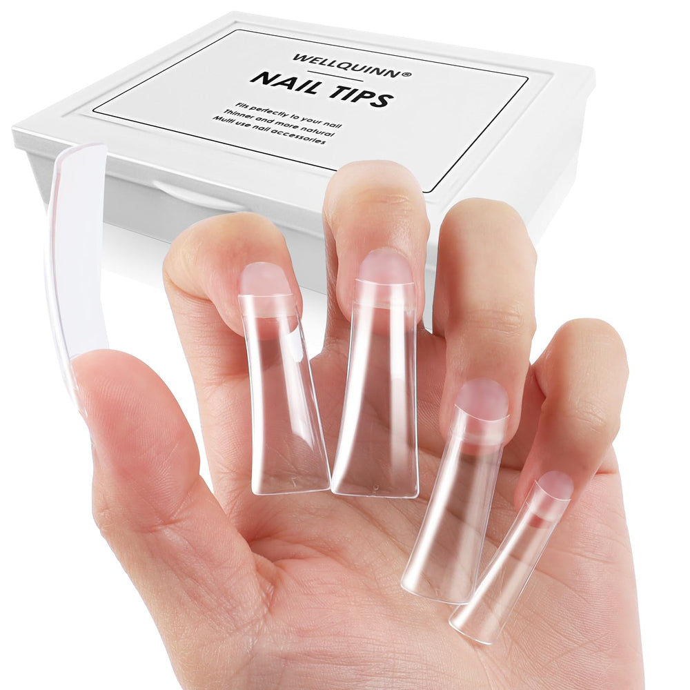WELLQUINN front packaging of 220 duck nail tips showing full kit and organization benefit