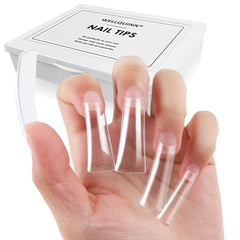 WELLQUINN front packaging of 220 duck nail tips showing full kit and organization benefit