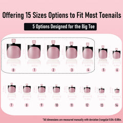 WELLQUINN comparison on a big toe to demonstrate the five large-toe size options