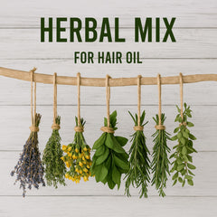 Well's Oil brewed herbal rinse in a glass pitcher for refreshing scalp care