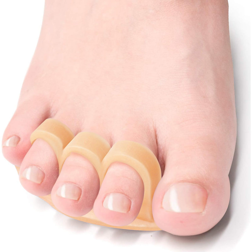 welnove front packaging showing four beige gel toe crests for comfort