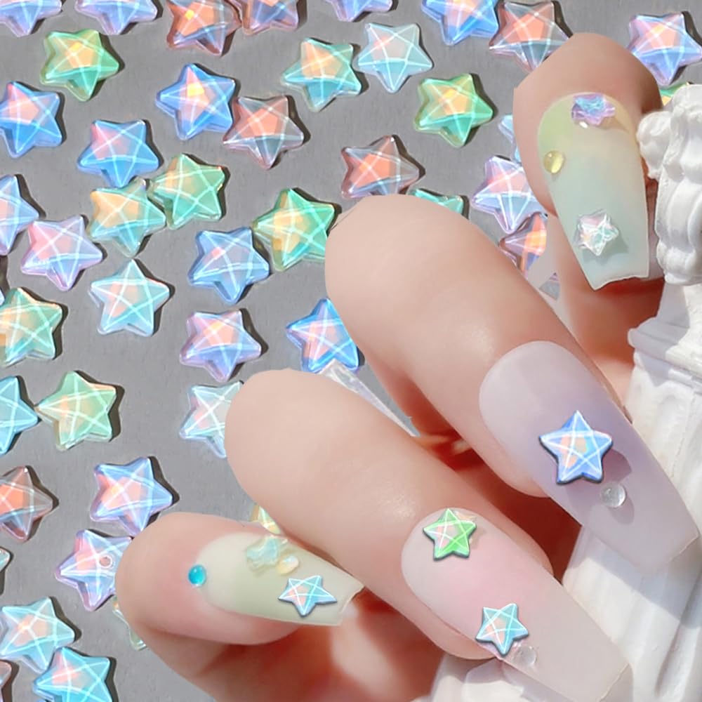 WENEWFINE star placed on acrylic nail showing three-dimensional accent