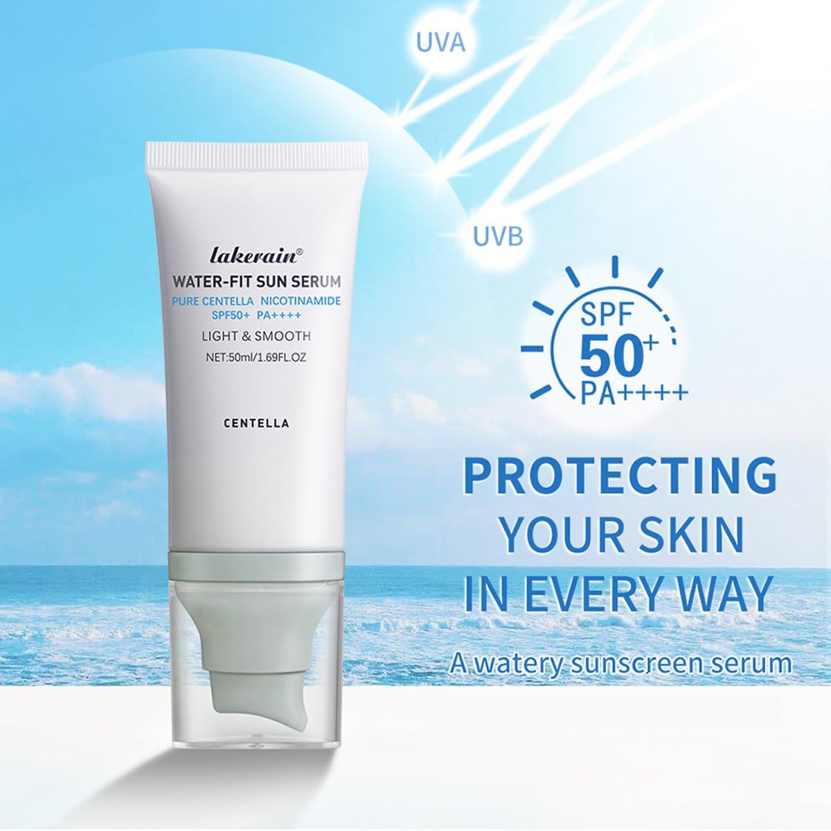 WenFeng pump dispenser close-up for hygienic, controlled sunscreen application benefit