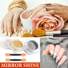 WENJLYJ gold chrome powder close-up displaying fine reflective texture and shine