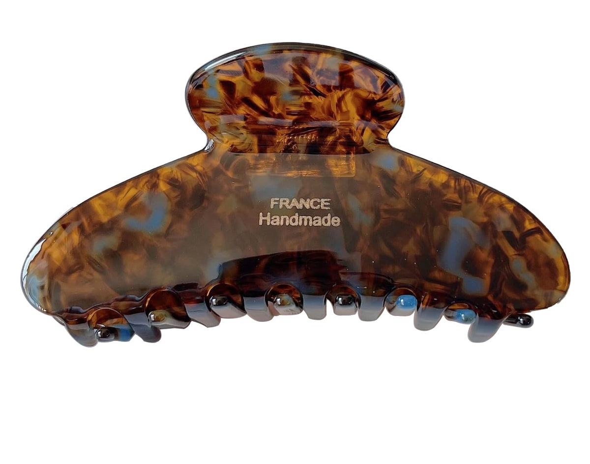 wenlly front view of tortoise shell claw clip showing classic design and secure hold