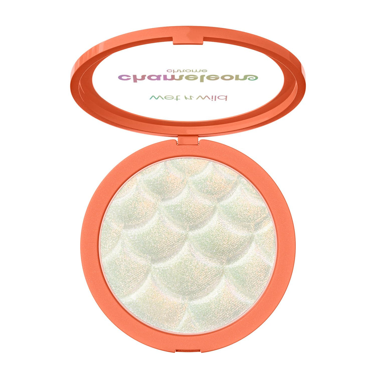 wet n wild compact front view showing chameleon chrome finish and portable convenience