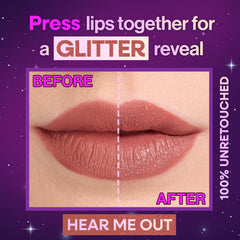wet n wild glitter activation on lips showing shimmering finish and dimensional look benefit
