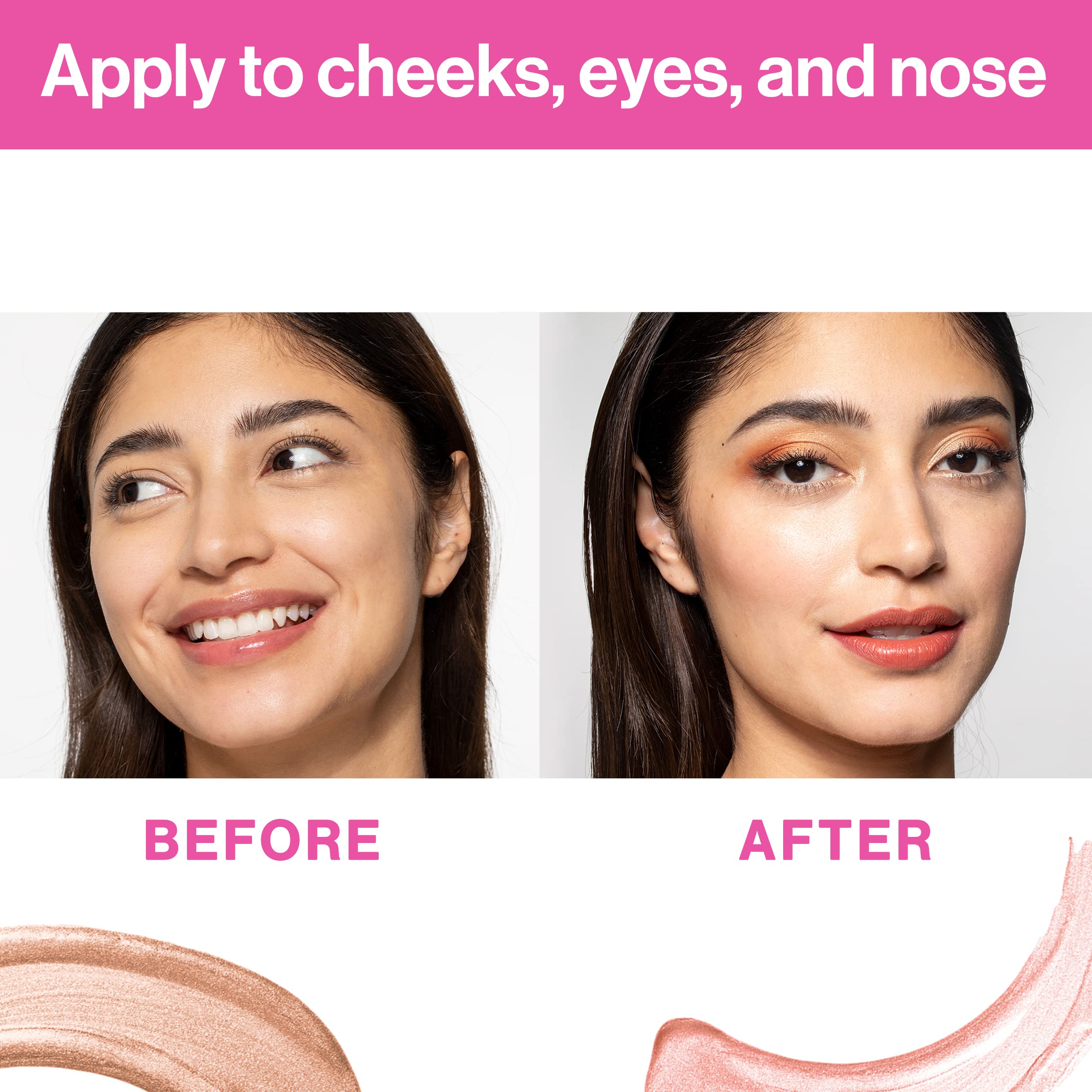 wet n wild application on cheekbone, creates visible luminous highlight