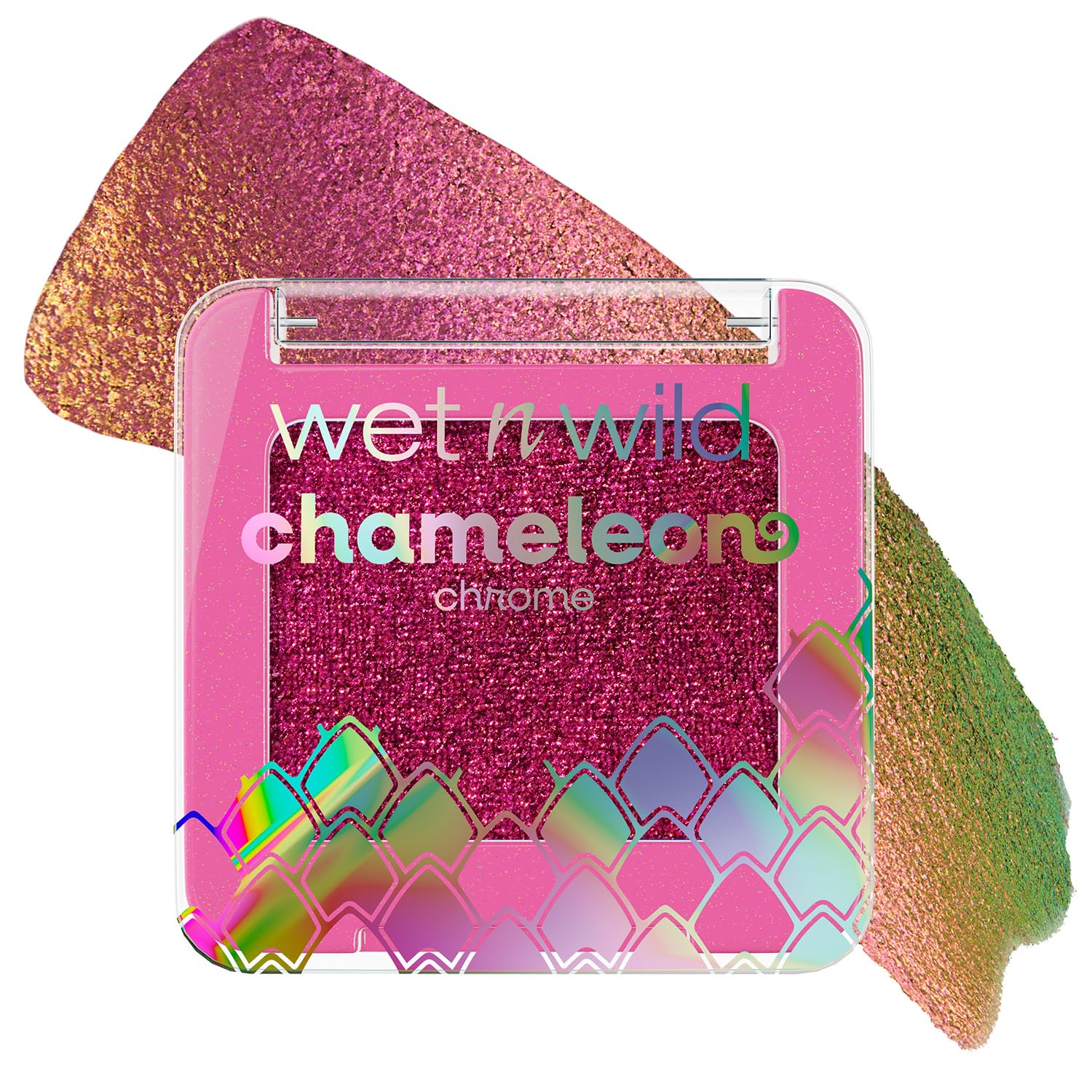wet n wild Nebula Rush front pan showing chrome pigment and easy pickup